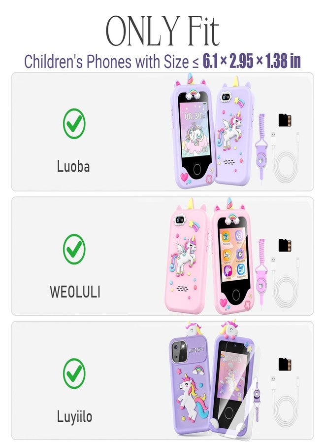 worfty Kids Smart Phone Case for Luoba for WEOLULI for Luyiilo Toddler Girl Cell Mobile Phones, Purple Unicorn Kids Smart Phone Case(Box Only) - Image 2